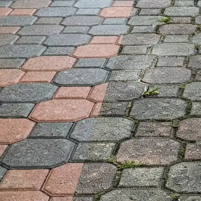 Kostka brukowa przed i po myciu